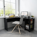 Meerveil Black L-shaped Computer Corner Desk, with 2 Storage Shelves