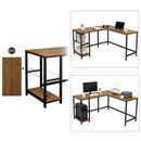 Meerveil Retro Industrial Computer Table，L-shaped, with Open Storage Spaces