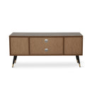 Meerveil Retro and Industrial TV Cabinets, Antique Wood Grain Color, Double Doors