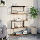 Meerveil Bookcase, Standing Shelf with 4 Levels, Wooden S-Shaped Storage Shelf