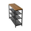 Meerveil Retro Industrial Shoe Rack, Four-layer Design, Balck Painted Iron