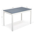 Meerveil Dining Table and Chairs Set, White&Blue/Natural Wood Color, Classic Style, Solid Pine Wood