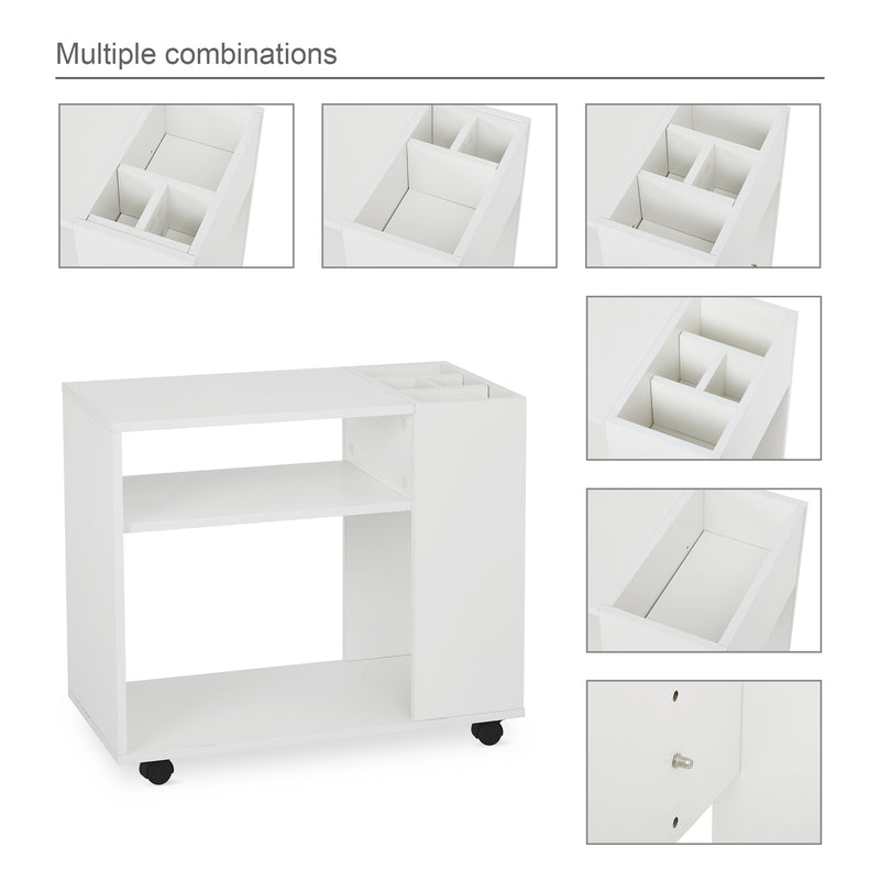 Meerveil Modern Simple Style Printer Cart, White Color, File Cabinet with Adjustable Partition and Universal Wheel