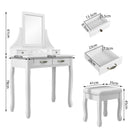 Meerveil Classic Dressing Table, White Color, with a Large Mirror and Stool