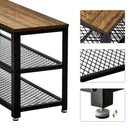 Meerveil Retro Industrial Shoe Bench, Multi-layer Design, Black Painted Iron Mesh