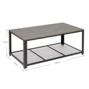 Meerveil Retro Industrial Coffee Table, Antique Warm Grey Wood Grain Color
