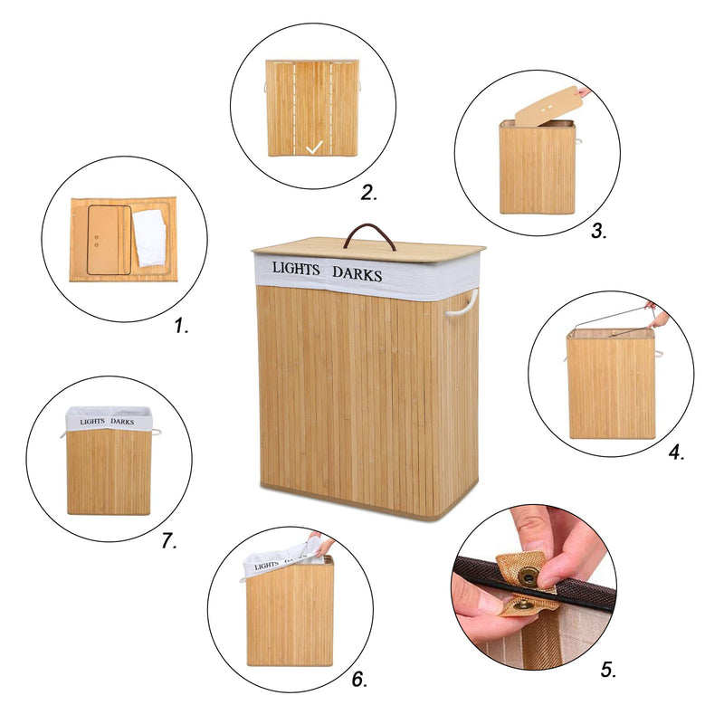 Meerveil Laundry Basket, Bamboo Material