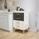 Meerveil Storage Cabinet, White and Grey, Nordic Style, 4 Chest of Drawers, with Solid Wood Legs