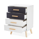 Meerveil Storage Cabinet, White and Grey, Nordic Style, 4 Chest of Drawers, with Solid Wood Legs