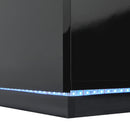 Meerveil LED Bedside Cabinet, Black Color, with 2 Drawers, High Gloss with USB Light