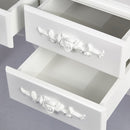 Meerveil Modern Dressing Table, White Color, with 3 Rotating Mirrors and Stool
