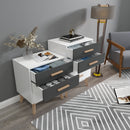 Meerveil Storage Cabinet, White and Grey, Nordic Style, 4 Chest of Drawers, with Solid Wood Legs