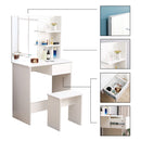Meerveil Modern Dressing Table Set, White Color, Providing Frameless Mirror and Stool