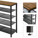 Meerveil Retro Industrial Shoe Rack, Five-layer Design, Black Painted Iron