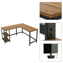 Meerveil Retro Industrial Computer Table，L-shaped, with Open Storage Spaces