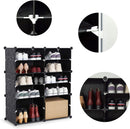 Meerveil DIY Multi-functional PP Shoe Rack, 12 Cubes, Black / Milky Color