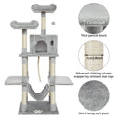 Meerveil Cat Scratching Tree, Light/Dark Grey/Beige Color, Middle Size, with Looking Platforms and Hammock