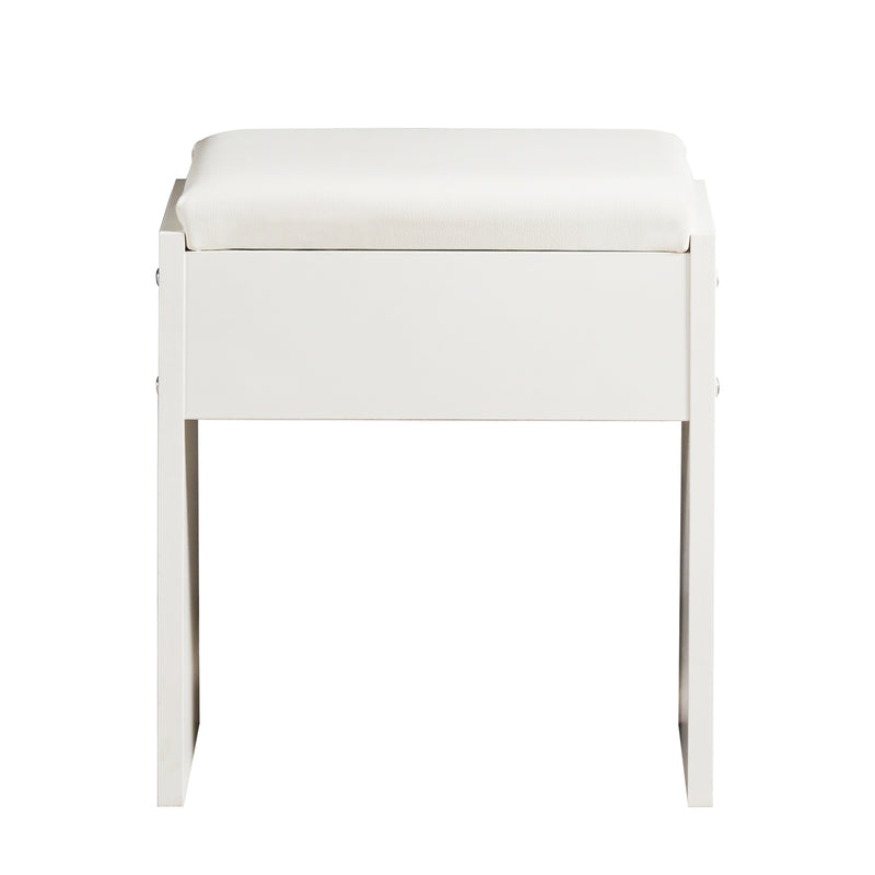 Meerveil Stylish Dressing Table, White Color, with Sliding Door, Mirror and Stool