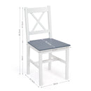 Meerveil Dining Table and Chairs Set, White&Blue/Natural Wood Color, Classic Style, Solid Pine Wood