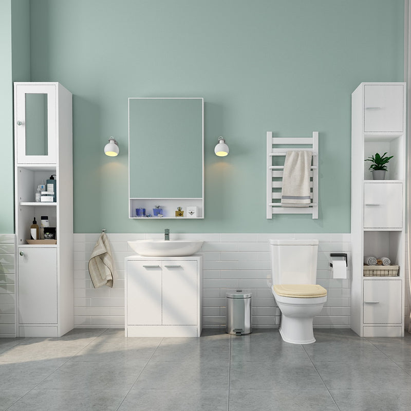 Meerveil Bathroom Under Sink Cabinet, White Color, Storage Unit with 2 Doors