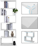 Meerveil Wooden Bookcase, White Color, 6 Tier Tall, Free Standing