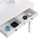 Meerveil Classic Dressing Table, Black/White Color, Providing a Large Mirror, Drawers and Printed Stool