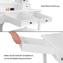 Meerveil Classic Dressing Table, Black/White Color, Providing a Large Mirror, Drawers and Printed Stool