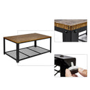 Meerveil Retro Industrial Coffee Table, Antique Warm Grey Wood Grain Color