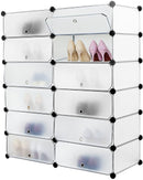 Meerveil DIY Multi-functional PP Shoe Rack, 12 Cubes, Black / White Color