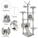 Meerveil Cat Scratching Tree, Light/Dark Grey/Beige Color, Large Size, Seven Levels of Different Heights