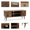 Meerveil Retro and Industrial TV Cabinets, Antique Wood Grain Color, Double Doors