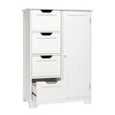 Meerveil Simple Bathroom Cabinet, White Color, Single Door and 4 Drawers
