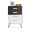 Meerveil Storage Cabinet, White and Grey, Nordic Style, 4 Chest of Drawers, with Solid Wood Legs