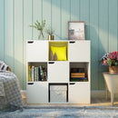 Meerveil Modern Bookcase, White Color, 9 Storage Units and 5 Doors