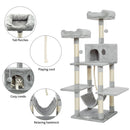 Meerveil Cat Scratching Tree, Light/Dark Grey/Beige Color, Middle Size, with Looking Platforms and Hammock