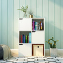 Meerveil Modern Bookcase, White Color, 6 Storage Units and 3 Doors