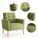 Modern Style Armchair, Grass Green/Lemon Yellow Color, Solid Wood Legs