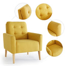 Modern Style Armchair, Grass Green/Lemon Yellow Color, Solid Wood Legs