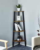 Meerveil Corner Ladder Shelf, Antique Wood Grain Color, Four-layer Open Design