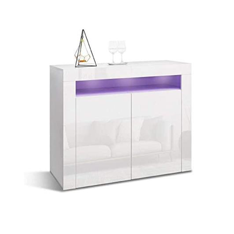 Meerveil LED Sideboard Cabinet, White Color, With Storage Cupboard Unit and 2 Doors