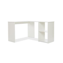 Meerveil L-shaped Computer Desk, White/Black Color, 2 Storage Compartments