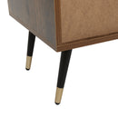 Meerveil Retro and Industrial TV Cabinets, Antique Wood Grain Color, Double Doors