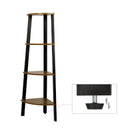 Meerveil Corner Ladder Shelf, Antique Wood Grain Color, Four-layer Open Design