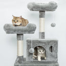 Meerveil Cat Scratching Tree, Light/Dark Grey/Beige Color, Middle Size, with Looking Platforms and Hammock