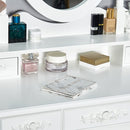 Meerveil Modern Dressing Table, White Color, with 3 Rotating Mirrors and Stool