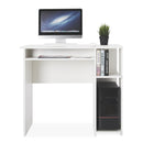 Meerveil Computer Desk, White Color, Workstation with Storage Compartment and Cable Management Hole
