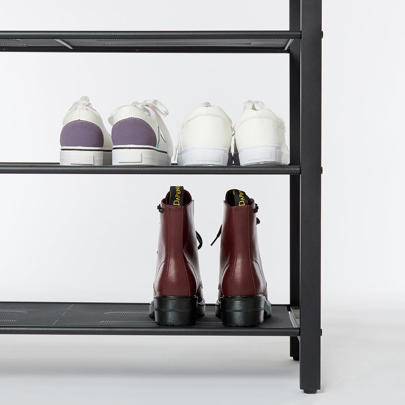 Meerveil Retro Industrial Shoe Rack, Five-layer Design, Black Painted Iron