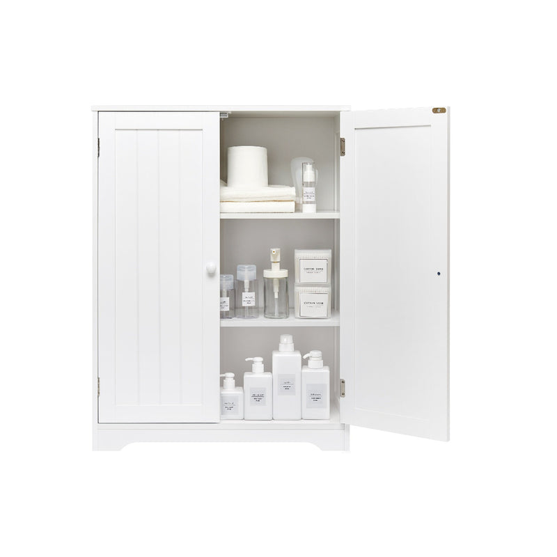 Meerveil Simple High Bathroom Cabinet, White Color, 2 Doors
