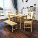 Meerveil Dining Table and Chairs Set, White&Blue/Natural Wood Color, Classic Style, Solid Pine Wood