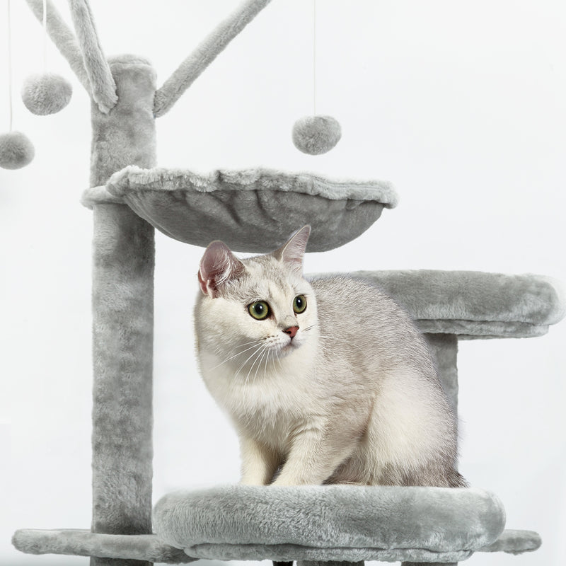 Meerveil Cat Scratching Tree, Light/Dark Grey/Beige Color, Large Size, Seven Levels of Different Heights